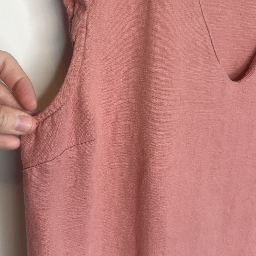 Monteau Linen Blend Dress Women's Size S Ruffle Sleeve Lagenlook Boho Coastal - Picture 6 of 9